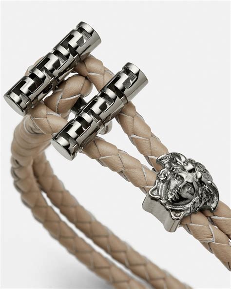 versace inspired bracelet men leather|medusa braided leather bracelet.